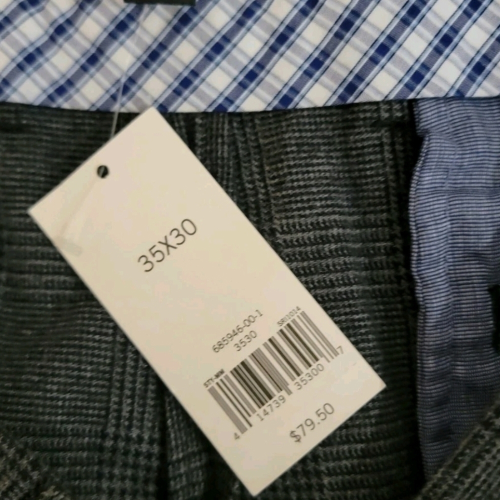 Banana Republic Kentfield Men's Straight Fit Dark Gray Plaid Pants Sz 35x30 - Picture 10 of 12